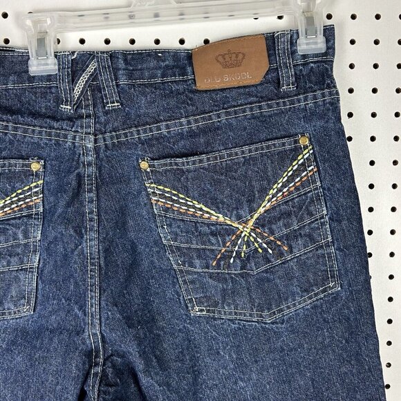 Y2K Stitched Baggy Jean Shorts Sz 38 Colorful COOGI STYLE Jorts Wide Leg Skate - Picture 3 of 7